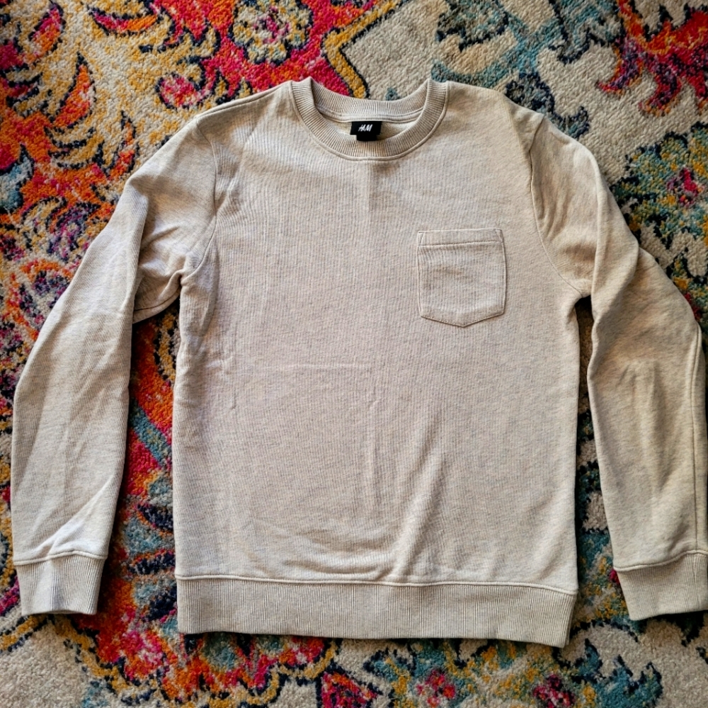 H&M Men's Oatmeal Pocket Sweatshirt XS